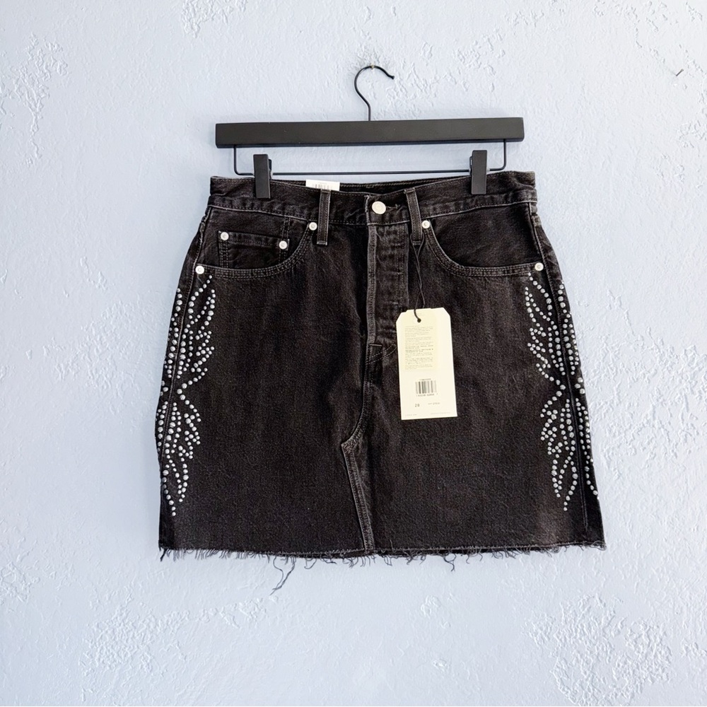 Levis Studded Western Mini Black Skirt 28